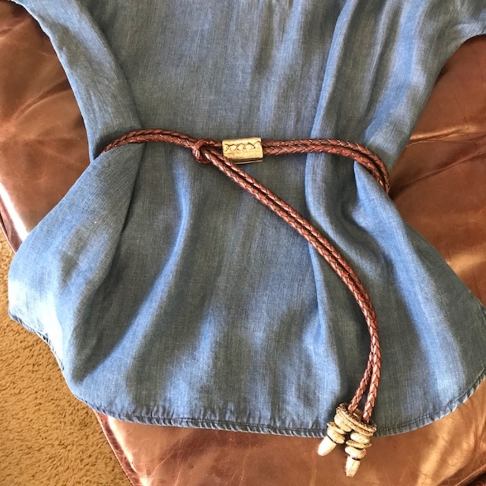 Beautiful Braided Leather and Silver-Tone Belt